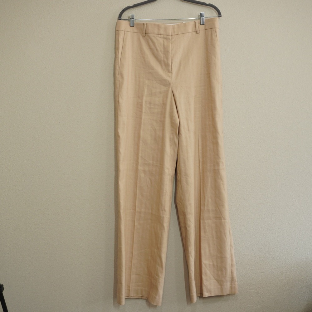 Ann Taylor Size 10 Tall NEW Tan Herringbone High Rise Wide Leg Trousers Pants